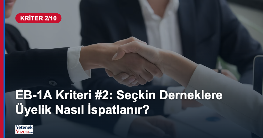 İş görüşmesinde el sıkışma - EB-1A seçkin derneklere üyelik kriteri